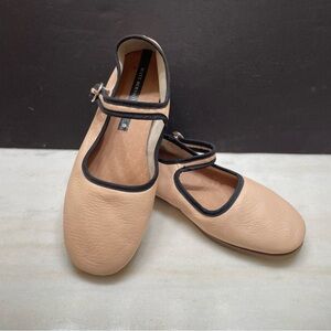 Matt Bernson Leather Mary Jane Ballet Flats 37 NWOT